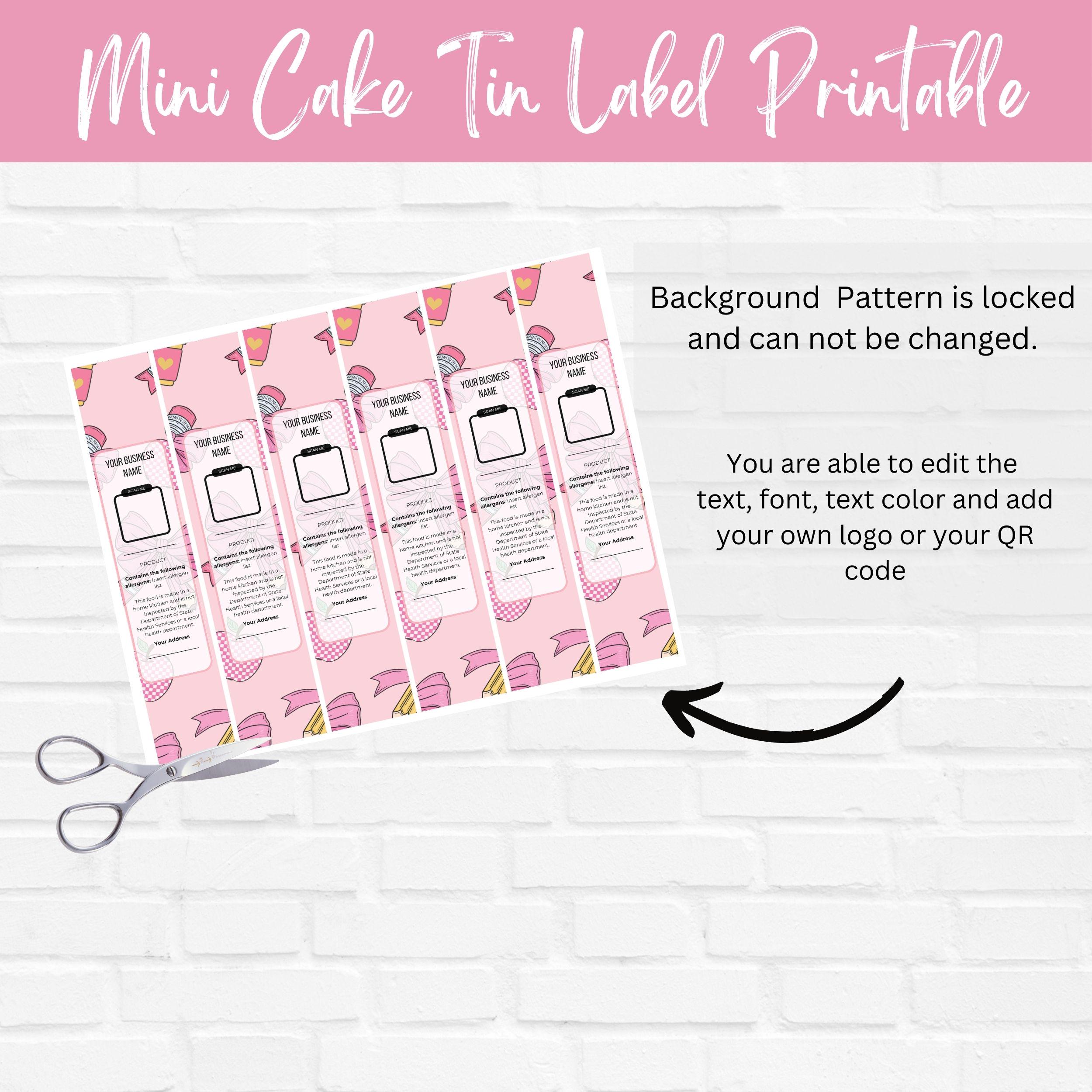 Pan Lable Mini Cake Label , Mini Loaf Baking Pan Label, Mini Cake Label, Loaf Pan ...