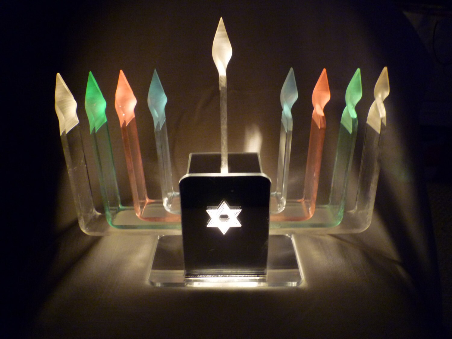 Judaica electric lucite Rainbow Chanukah Menorah Etsy