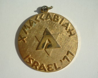 Vintage Judaica collectible 10th Jubilee Maccabiah games Israel 1977 pendant