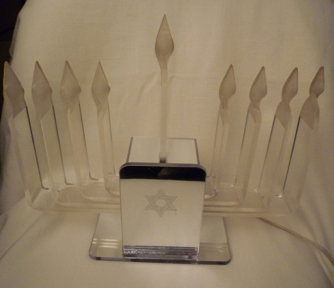 Judaica electric lucite Rainbow Chanukah Menorah Etsy