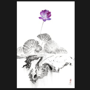 No Mud, No Lotus - Gyotaku Nature Print reproduction - traditional Japanese art by Dwight Hwang
