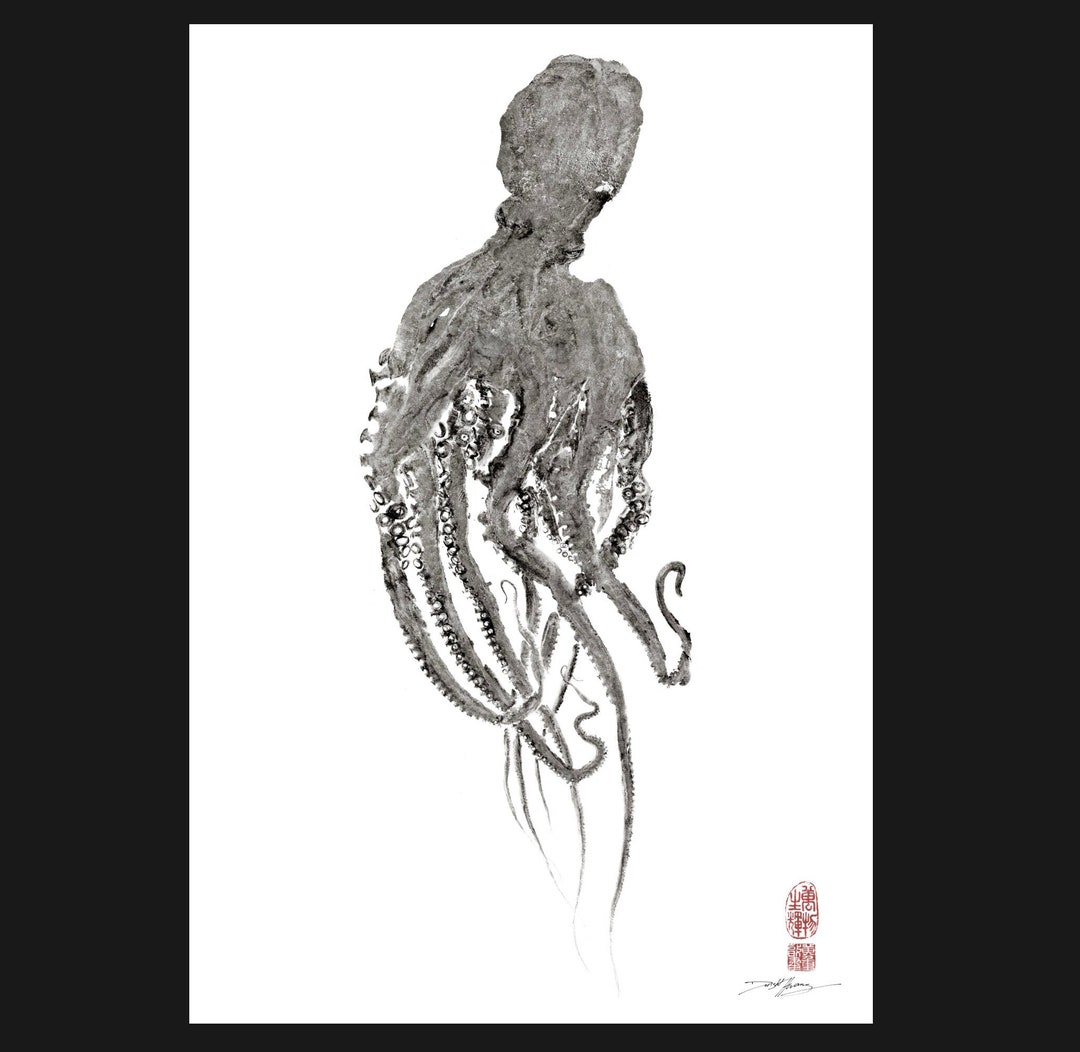 Sentinel Octopus Gyotaku Print - Traditional Japanese Fish Art by ...