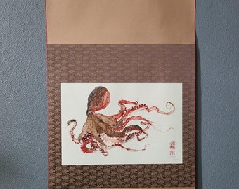 空飛ぶタコ 魚拓ジクレー版画 - ドワイト・ファンによる日本の