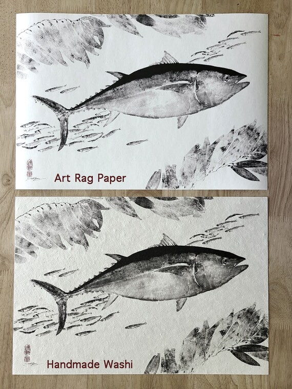 空飛ぶタコ 魚拓ジクレー版画 - ドワイト・ファンによる日本の