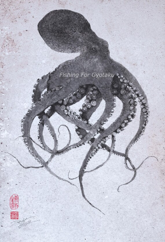 Octopus Canopy Gyotaku Print Traditional Japanese Fish Art Etsy Octopus Canopy Gyotaku Print Traditional Japanese Fish Art Etsy