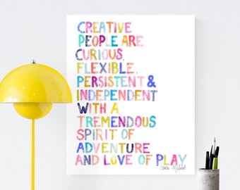 Matisse Quote Art, Large Wall Art, Canvas, Inspirational Art, Hand Lettering, Colorful Playroom Art, Kids Room Decor, Modern Playroom Sign
