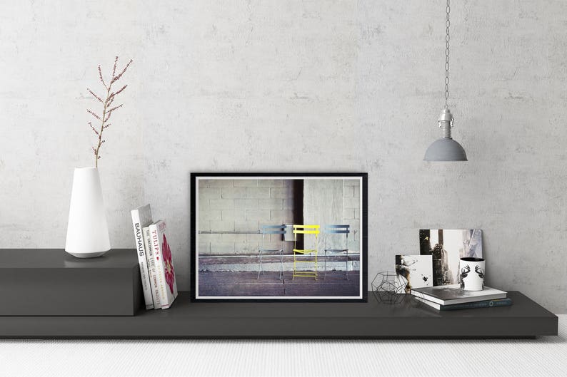 Fine Art Travel Photography Pop Of Color Chartreuse Grey Office Decor Home Decor New York Metal Chairs Affordable Wall Art Nyc