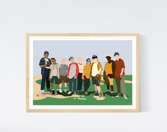 The Sandlot Illustration Art, Baseball Decor, Movie Poster, Boys Room Decor,  Playroom Decor, Hand Drawn Art Print, Sandlot Poster