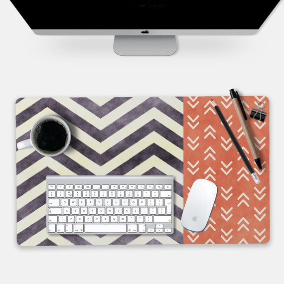 Aztec Geometric Desk Mat Burnt Orange Stylish Office Accessories Large Mousepad Gift For Graduate New Job