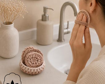Gehäkelte Make-up-Entferner-Pads aus reiner Baumwolle – ein umweltfreundliches, wiederverwendbares Set