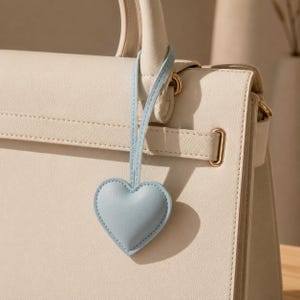 Leather Heart Bag Charm,Azure Heart Handbag Keychain,Cute Purse Accessory,Funny Backpack Decor,Gift For Her,Bridesmaid Gift