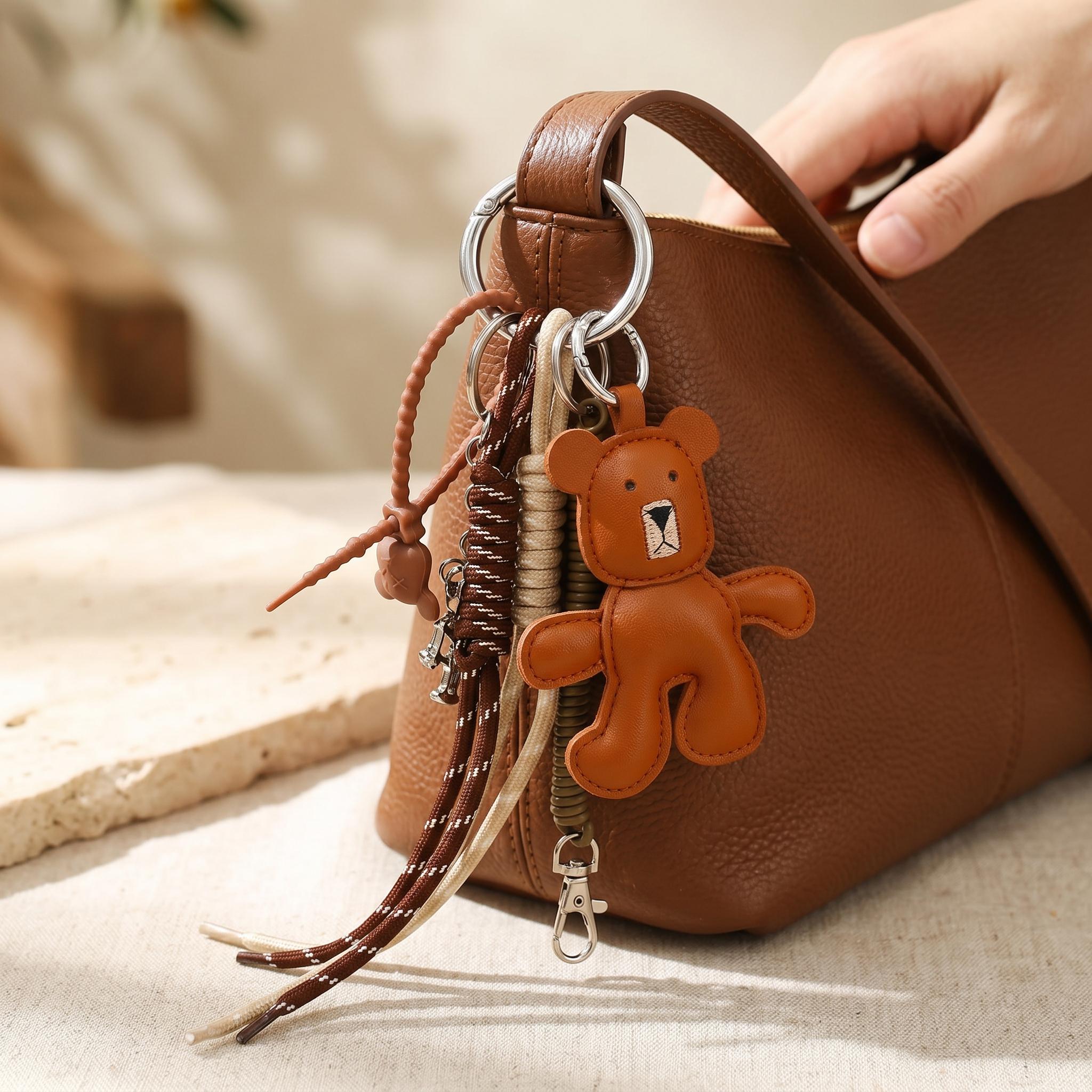 Handmade Leather Rope Bag Charm,Personalized Rope Handbag Keychain,Cute Purse Accessory,Funny Backpack Decor,Gift For Her,Birthday Gift