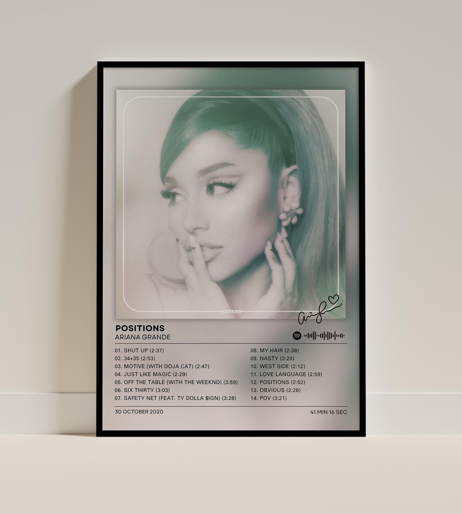 Tracklist Poster Ariana Grande - Etsy