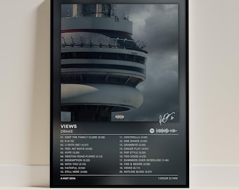 Drake Views Poster, Tracklist-Wandbild, Hip-Hop-Musikdruck, Rap-Deko