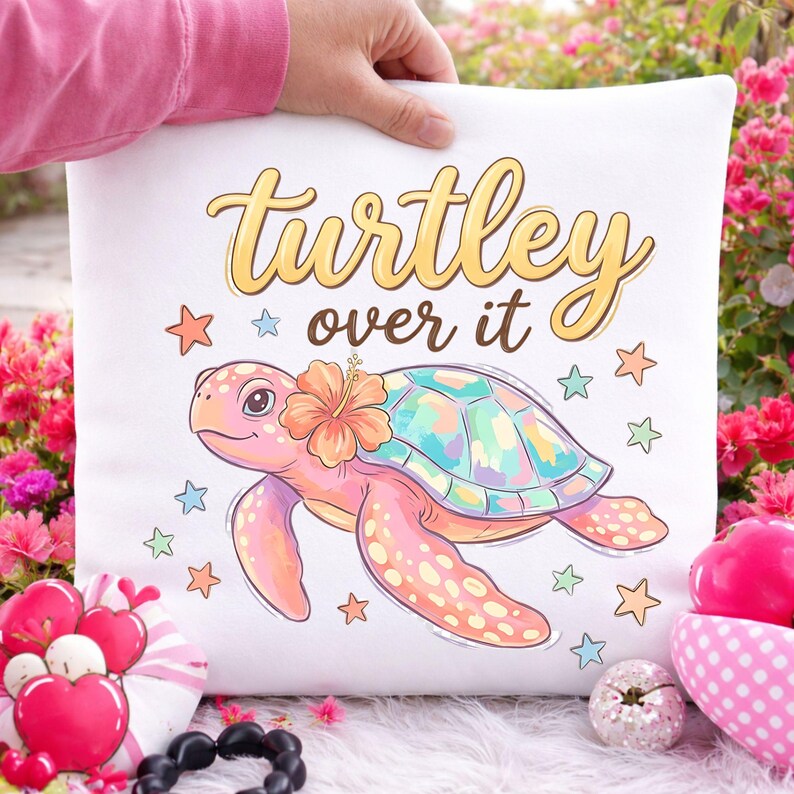 Turtley Over It Png, Cute Turtle PNG, Trendy Sea Turtle Design, Girly ...