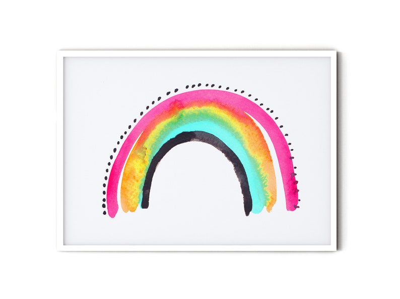 Rainbow Print / Home Decor / Nursery Wall Art / Art Print / Kids Prints / Colourful Nursery print / Watercolour Painting image 3