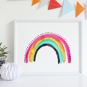 Rainbow Print / Home Decor / Nursery Wall Art / Art Print / Kids Prints / Colourful Nursery print / Watercolour Painting image 2