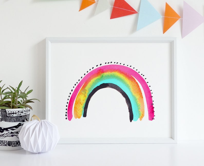 Rainbow Print / Home Decor / Nursery Wall Art / Art Print / Kids Prints / Colourful Nursery print / Watercolour Painting image 2