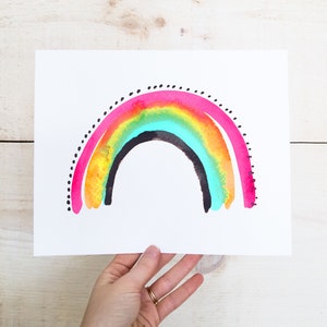 Rainbow Print / Home Decor / Nursery Wall Art / Art Print / Kids Prints / Colourful Nursery print / Watercolour Painting image 1