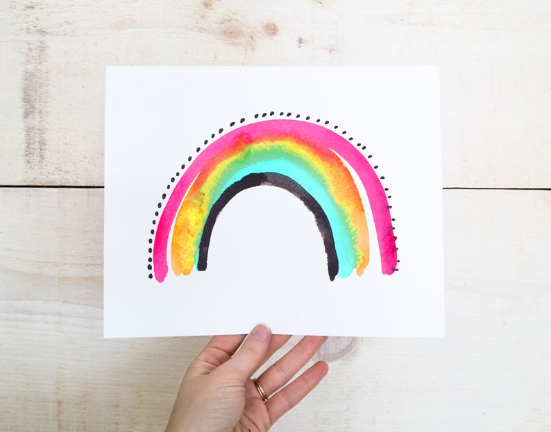 Rainbow Print / Home Decor / Nursery Wall Art / Art Print / Kids Prints / Colourful Nursery print / Watercolour Painting image 1