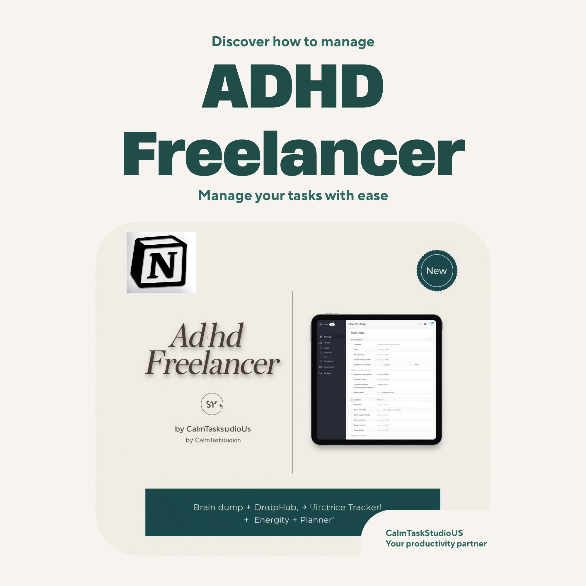 ADHD Freelancer Notion Template | Brain Dump Inbox, Client Hub, Invoice ...