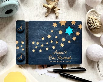 Personalized Wood Bar Mitzvah Guest Book, Sweet 16, Graduation, Quinceaneara Album