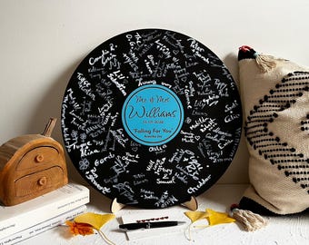 Music Record Guest Book Alternative, Wood Sign, Engagement Gift, Graduation, Bar/Bat Mitzvah Guestbook