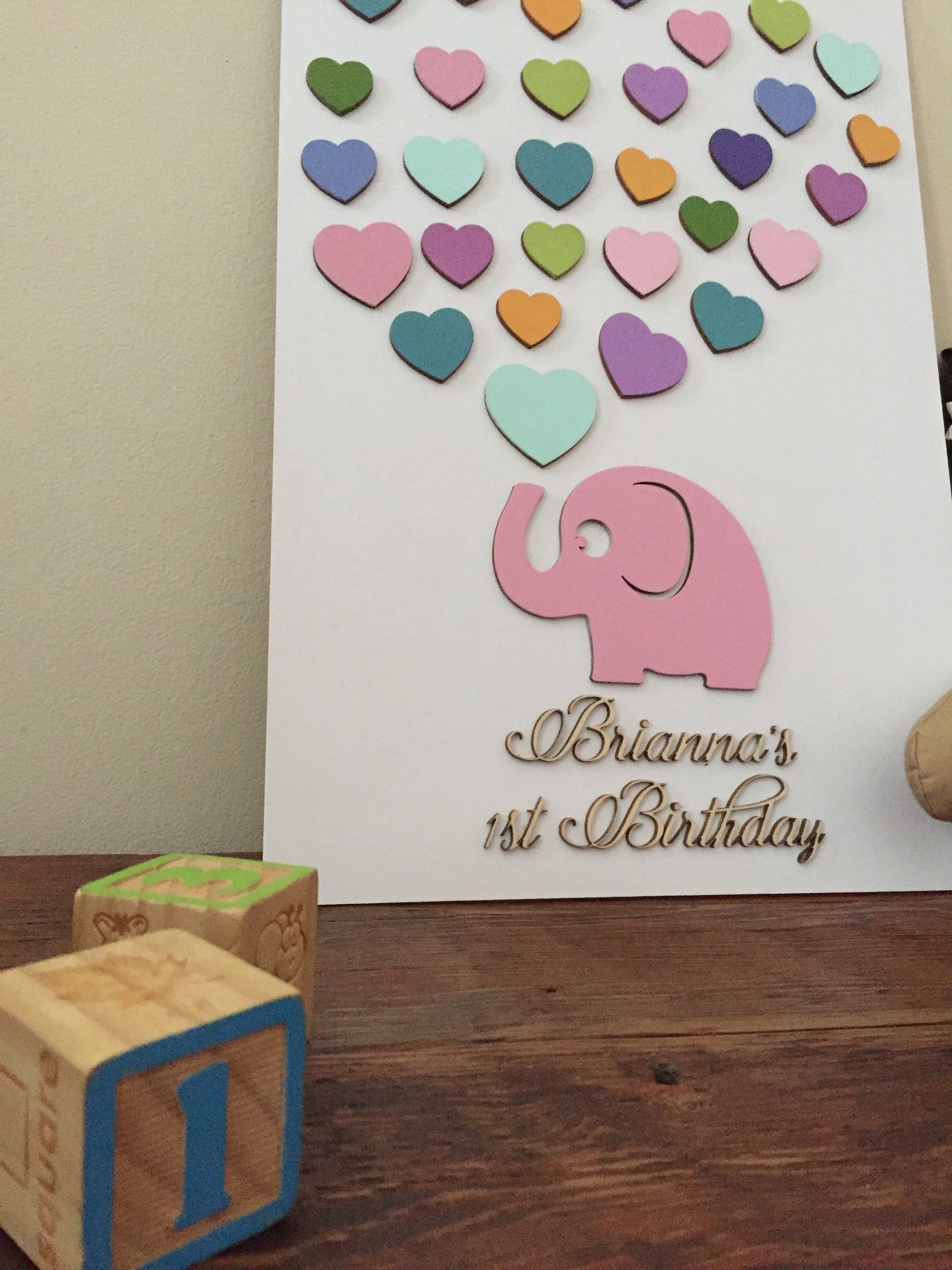 Wood First Birthday guest book alternative for baby with pink Etsy