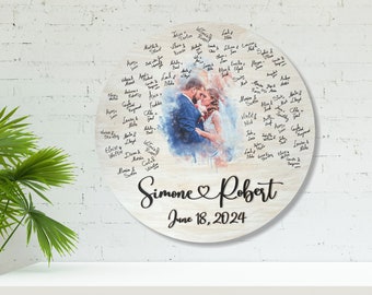 Couple portrait wedding guestbook alternative, 3D wood sign, personalized newlyweds gift, Christmas family gift, anniversary gift for him