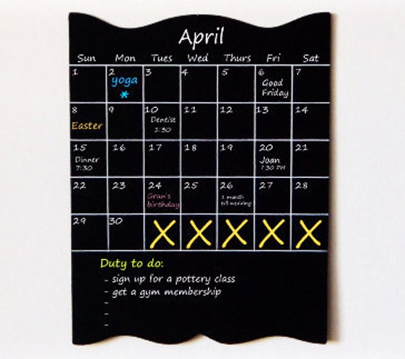 Items similar to Monthly Chalkboard Calendar -- Large Monthly Planner ...