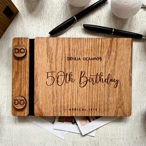 Album en bois personnalisé 50e anniversaire avec texte personnalisé, livre d'or sur la retraite, cadeau de collègue
