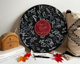 Music Record Guest Book Alternative, Wood Sign, Engagement Gift, Bar/Bat Mitzvah Guestbook
