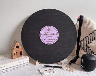 Music Record Guest Book Alternative, Wood Sign, Engagement Gift, Anniversary, Bar/Bat Mitzvah Sign