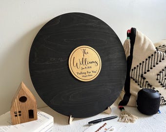 Wooden Record Guest Book Alternative, Vinyl Record Sign, Engagement Gift, Anniversary, Music Lovers