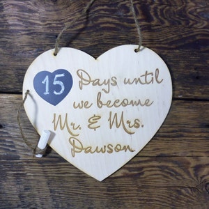 Personalized Engagement Gifts Wedding Countdown Chalkboard Sign Countdown Calendar Days Until We Become Mr and Mrs YOUR NAME Rustic Sign image 3