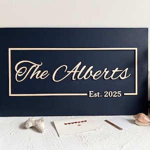 Last name personalized wood sign, established family name sign, wedding gift for couple, bridal shower, anniversary, housewarming gift