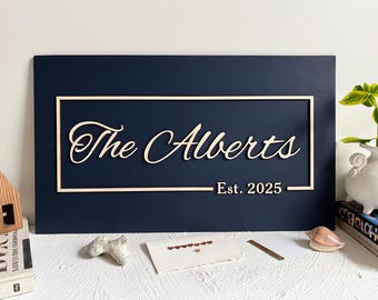 Last name personalized wood sign, established family name sign, wedding gift for couple, bridal shower, anniversary, housewarming