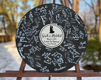 Personalized Music Record Guest Book, Engraved Vinyl Sign