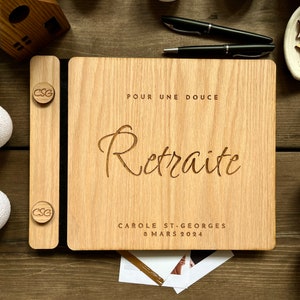 Livre d'or personnalisé pour la retraite, album gravé personnalisé, cadeau de félicitations pour votre collègue à la retraite, élégant carnet de notes - version française