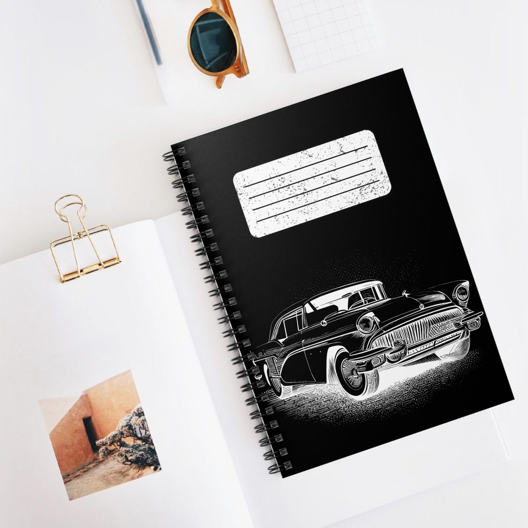 Car Notes Journal Vintage Classic Car Spiral Notebook | Ruled Journal - Etsy