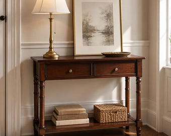 Slim Hallway Console with Shelf, Narrow Wood Entryway, Modern Sofa Table