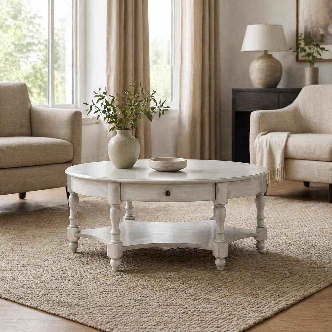 Oval Coffee Table With Storage Drawer and Lower Shelf - Etsy