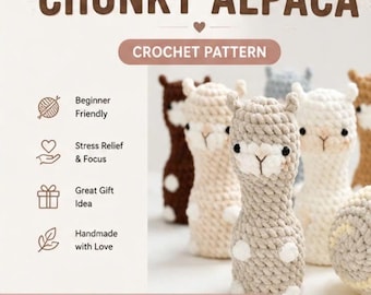 Chunky Alpaca Bowling Set PDF | No-Sew Amigurumi Lama & Ball | Samtgarn für Anfänger geeignet