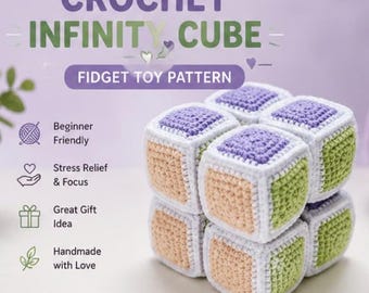 Infinity Würfel PDF | Amigurumi Fidget Spielzeug Muster | Sensorischer Stressabbau | Kinder & Erwachsene