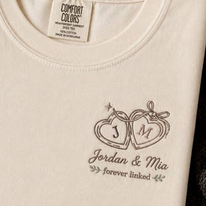 Embroidered Heart Locket Initials Comfort Color, Coquette Shirt, Personalized Bride Tshirt, Vintage Wedding Gift