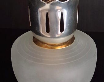 Vintage Lamp Berger Paris – Frosted Glass & Gold Tone, French Home Fragrance Lamp