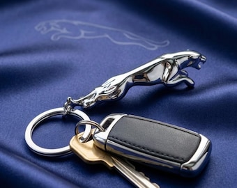 Chrome Leaping Jaguar Keychain – Zinc Alloy Mascot Car Accessory Gift