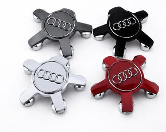 Star Style 135mm Wheel Center Caps Set, Black Silver Red ABS Hub Covers