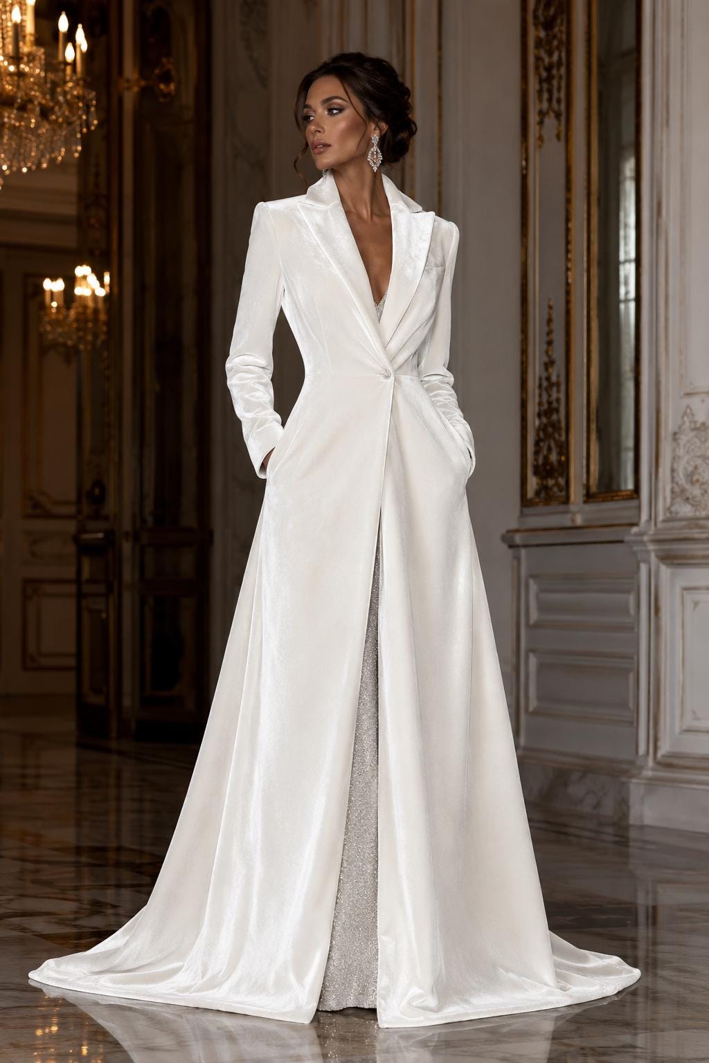 wedding dress overcoat Here's Where to Get Winter Wedding Coats for Brides | Emmaline Bride