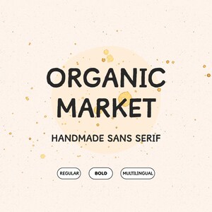 Fuente sans serif dibujada a mano, fuente de visualización en negrita, fuente de marca, fuente de bloque, fuente de panadería, fuente de playa, verano, imperfecta, áspera, mercado orgánico
